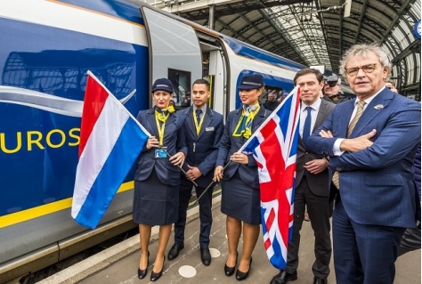 Eerste rit Eurostar naar Amsterdam