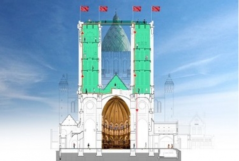 Kathedrale basiliek Sint Bavo bouwt tijdelijke loopbrug