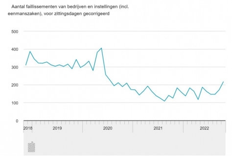 Lichte stijging faillissementen