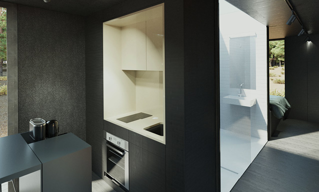 Rechts naast de keuken de ingang naar de badkamer.