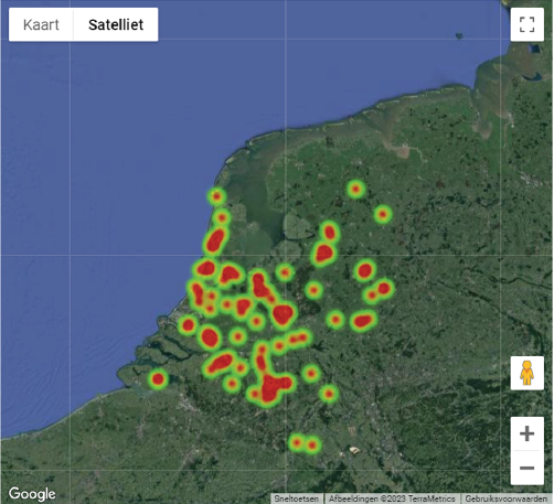 Waar komen de bezoekers vandaan? De heatmap geeft de indicatie.